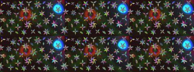 Raster illüstrasyonu. Asya tekstil tarzında. Gri renkli çiçekler. Çiçek desenli çizim. Düz Çiçek Elementleri Tasarımı. Renkli Bahar Teması çizim şablonu.