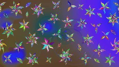 Raster. Mor renkli güzel çiçekli çizim deseni, suluboya çiçek deseni, duvar kağıdı, kart veya kumaş için fayanslı..