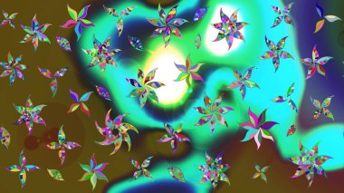 Yeşil çiçekli eskiz deseni, suluboya çiçek deseni, sevimli çiçek, duvar kağıdı, kart veya kumaş için fayanslı. Raster - stok.