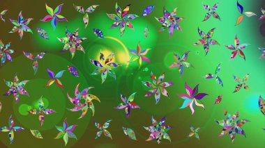 Yeşil renklerde. Raster illüstrasyonu. Çiçekli güzel suluboya desen.