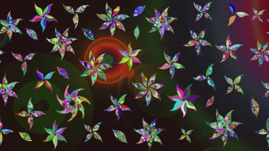 Robot resim. Şirin çiçek elementleri. Gri renkli çiçekler. Raster illüstrasyonu.