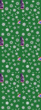 Çiçek buketleriyle klasik bir eskiz şekli. Raster illüstrasyonu. Yeşil renklerde.