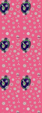 Üzerinde pembe renkte karalamalar olan çiçek desenleri çiz. Raster illüstrasyonu.