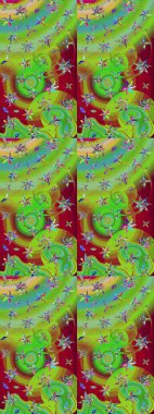 Çizim çiçek deseni duvar kâğıdı olarak kullanılabilir. Yeşil renkli çiçekler. Raster illüstrasyonu.