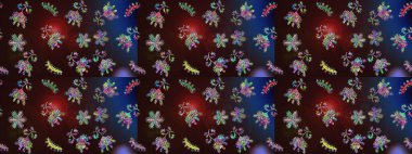 Noel süsleri ve Noel süsleri. Raster Noel soyut renkli arkaplan ve düşen kar tanesi.