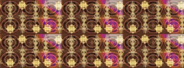 Kahverengi, sarı ve bej kar taneleri. Kar tanelerinin soyut arkaplanlı Noel şablonu. Raster illüstrasyonu. Noel ve Yeni Yıl moda baskıları için tatil tasarımı.