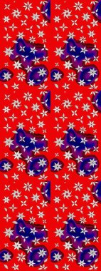 Suluboya çiçekli çiçek deseni. Raster illüstrasyonu. Kırmızı renkte güzel tekstil.