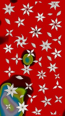 Manzaralı çiçek deseni. Sevgililer günü ve tebrik kartı konsepti için şık bir davetiye. Çiçek kompozisyonu, el boyası, hassas şablon. Üst manzara, yumuşak kırmızı renk biçimi.