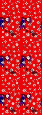 Raster deseni. Bahar çiçekleri dallı desen, kırmızı renkler çiçekli siluet.