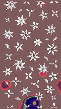 Çiçek rengi eskiz deseni. Raster çiçek izi. Klasik taslak çizimi. Raster Yumuşak kumaş deseni.