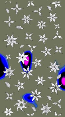 Çizim çiçek deseni duvar kâğıdı olarak kullanılabilir. Yeşil renkli çiçekler. Raster illüstrasyonu.