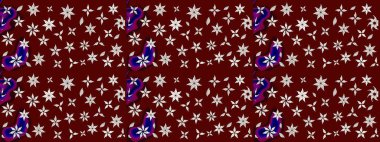 Modern çiçek arkaplanı. Parlak renkli çiçekli ve kırmızı yapraklı harika bir çiçek deseni. Halk tarzı. Moda baskıları için zarif bir şablon.