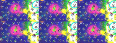 Üzerinde gelincikler ve vadi zambakları olan renkli çiçek desenli nakış deseni. Tekstil tasarımı için mavi renkli geleneksel halk çiçekleri buketi.