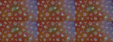 Kahverengi renkli şirin çiçek deseni. Renkli Bahar Teması eskiz kalıbı. Raster Modaya uygun kumaş deseni. Düz Çiçek Elementleri Tasarımı.