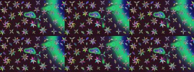 Çiçekli çiçek deseni, suluboya. Süslü kumaş deseni. Raster deseni.