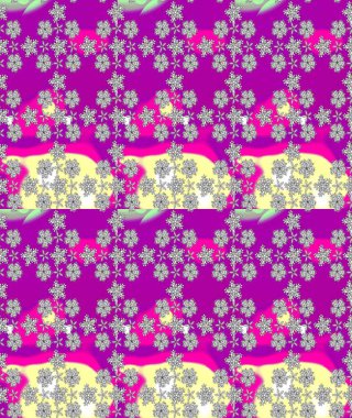 Raster illüstrasyonundaki çiçek desenli çizim. Mor, gri ve mor renkte çiçekler.