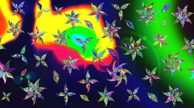 Gri renkte yaz çiçekleri. Raster illüstrasyonu. Raster çiçek desenli ve çiçekli..