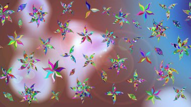 Raster illüstrasyonundaki çiçek desenli çizim. Tarafsız renklerde çiçekler.