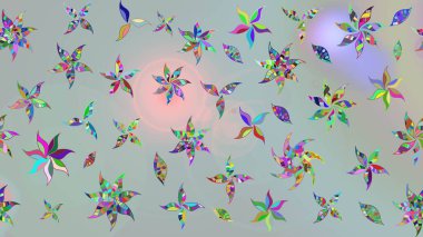 Çiçek ve yapraklı çiçek deseni. Küçük çiçekli şirin bir desen. Raster illüstrasyonu.