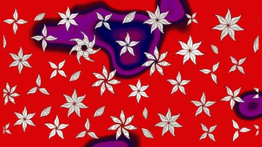 Tropik çiçek desenleri. Raster illüstrasyonu. Kırmızı renkte çiçekler.