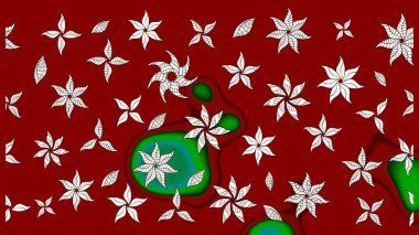 Raster illüstrasyonundaki çiçek desenli çizim. Kırmızı renklerde. Güzel kumaş deseni. Raster illüstrasyonu.