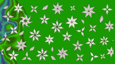 Yeşil renkli yeşil papatya deseni. Raster illüstrasyonu. Yeşil renklerde.