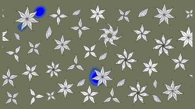 Soyut çiçek çizim kalıbı arka planı. Raster deseni. Raster illüstrasyonu. Yeşil renklerde. Küçük çiçekte sevimli çiçek deseni var..