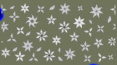 Raster çiçek desenli çiçek deseni, yapraklar, dekoratif elementler, sıçrama, lekeler, el çizimi kontur çizgileri ve Doodle çizim stili, grafik raster çizim çizimi.