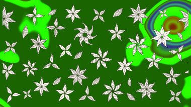 Soyut etnik raster çizim kalıbı. Kabile sanatı boho baskısı, klasik çiçek arkaplanı. Arkaplan dokusu, duvar kağıdı, yeşil renkli çiçek teması.