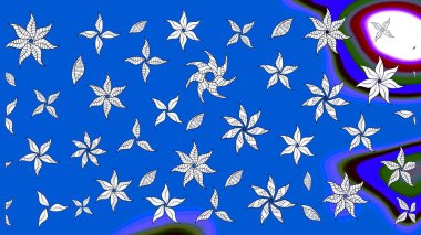 Suluboya çiçekli çiçek deseni. Raster illüstrasyonu. Mavi renkte Asya tekstili.