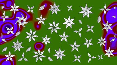 Çiçek desenli çizim. Raster illüstrasyonu. Asya tekstil tarzında. Güzel kumaş deseni. Renkli Bahar Teması eskiz kalıbı. Düz Çiçek Elementleri Tasarımı.