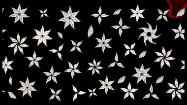 Çiçek desenli eskiz, darbeler, sıçramalar, yaz çiçekleri. Siyah renkli çiçekler. Raster illüstrasyonu.