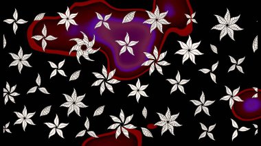 Ağaç dallı bahar çiçekleriyle desen, çiçek siluetiyle siyah renkler. Raster deseni.