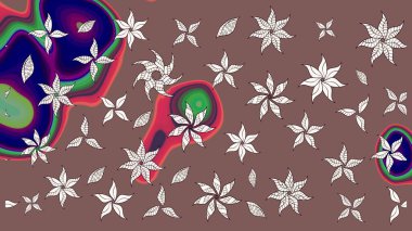 Çiçekli yumuşak bir eskiz şekli. Raster çiçekleri klasik tarzda çizilmiş. Kahverengi renklerde bahar çiçekleri. Raster illüstrasyonu.