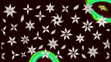 Çiçekli eskiz çizimi. Siyah renkli çiçekler. Renkli Yaz Temalı eskiz kalıbı. Düz Çiçek Elementleri Tasarımı.