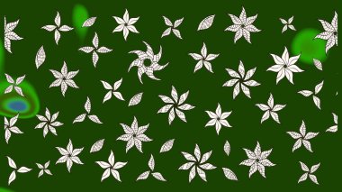 Yeşil renkte güzel çiçekler, suluboya desenli, duvar kağıdı, kart ya da kumaş için fayanslı eskizler. Raster..