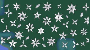 Kumaş desenli papatya çiçeği detayı. Yeşil renkte çiçekler.