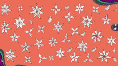 Zarif, parlak ve turuncu çiçek desenli tasarım. Sabıka fotoğraflarında, bebek kıyafetlerinde, duvar kâğıtlarında, paket kutularında falan kullanılabilir. Raster..