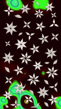 Yumuşak, yaz çiçekli arka plan. Çiçekli karalama şeklinde Raster çiçek deseni. Siyah renkte çiçekler.