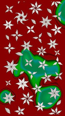 Düz Çiçek Elementleri Tasarımı. Sevimli çiçek raster deseni. Kırmızı renkte çiçekler. Renkli Bahar Teması çizim şablonu.