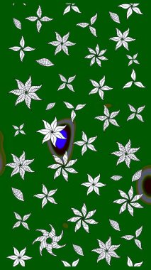 Yeşil renkli çiçekler. Düz Çiçek Elementleri Tasarımı. Sevimli çiçek raster deseni. Renkli Yaz Teması çizim şablonu.