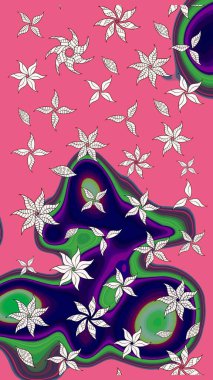 Yumuşak, pembe renkte bahar çiçekleri. Raster illüstrasyonu. Raster deseni. Patlayan çiçekler soyut yerleştirilmiş.