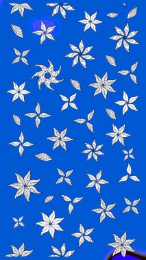 Raster illüstrasyonundaki çiçek desenli çizim. Renkli Bahar Teması eskiz kalıbı. Mavi renkli çiçekler. Düz Çiçek Elementleri Tasarımı.