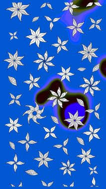 Egzotik çiçekler, mavi renkler üzerine botanik parlak klasik doğa. Klasik tropikal doğal elementlerin suluboya seti. Raster illüstrasyonu.