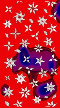 Klasik çiçekler. Yaz çiçekleri teması. Suluboya resim taklit Raster çizimi. Kırmızı renkler. El çizimi soyut süslü elementler.