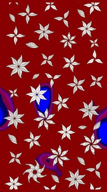 Çiçekli eskiz deseni. Suluboya çizimi. Kırmızı renkte çiçekler. El çizimi.