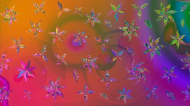 Kahverengi renklerde bahar çiçekleri. Raster illüstrasyonu. Yaprak ve çiçeklerin suluboya resmi, kahverengi renklerdeki çizim deseni.