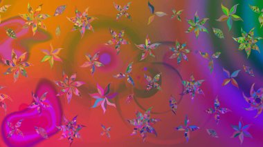 Renkli Yaz Temalı eskiz kalıbı. Güzel kumaş deseni. Raster Illustrasyon 'daki Çiçek Deseni' nin son moda çizimi. Düz Çiçek Elementleri Tasarımı.