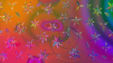 Düz Çiçek Elementleri Tasarımı. Renkli Yaz Temalı eskiz kalıbı. Raster Illustrasyon 'daki Çiçek Deseni' nin son moda çizimi. Mor renkte çiçekler.