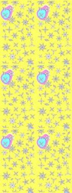 Oldukça eski bir besin torbası deseni, küçük sarı renkte, çiçekler. Millefleur 'lar. Tekstil, kumaş, kapaklar, duvar kağıtları, baskı, paket, koleksiyon defteri, örgü, dekupaj için çiçek arkaplanı..